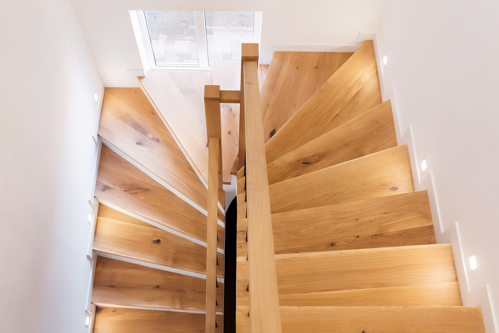 winding wooden staircase||||