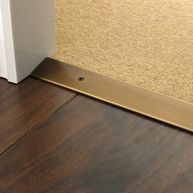 Door bar antique brass cover for laminate to carpet|Victorian fireplace with wooden surrounds|Original avocado kitchen tiles