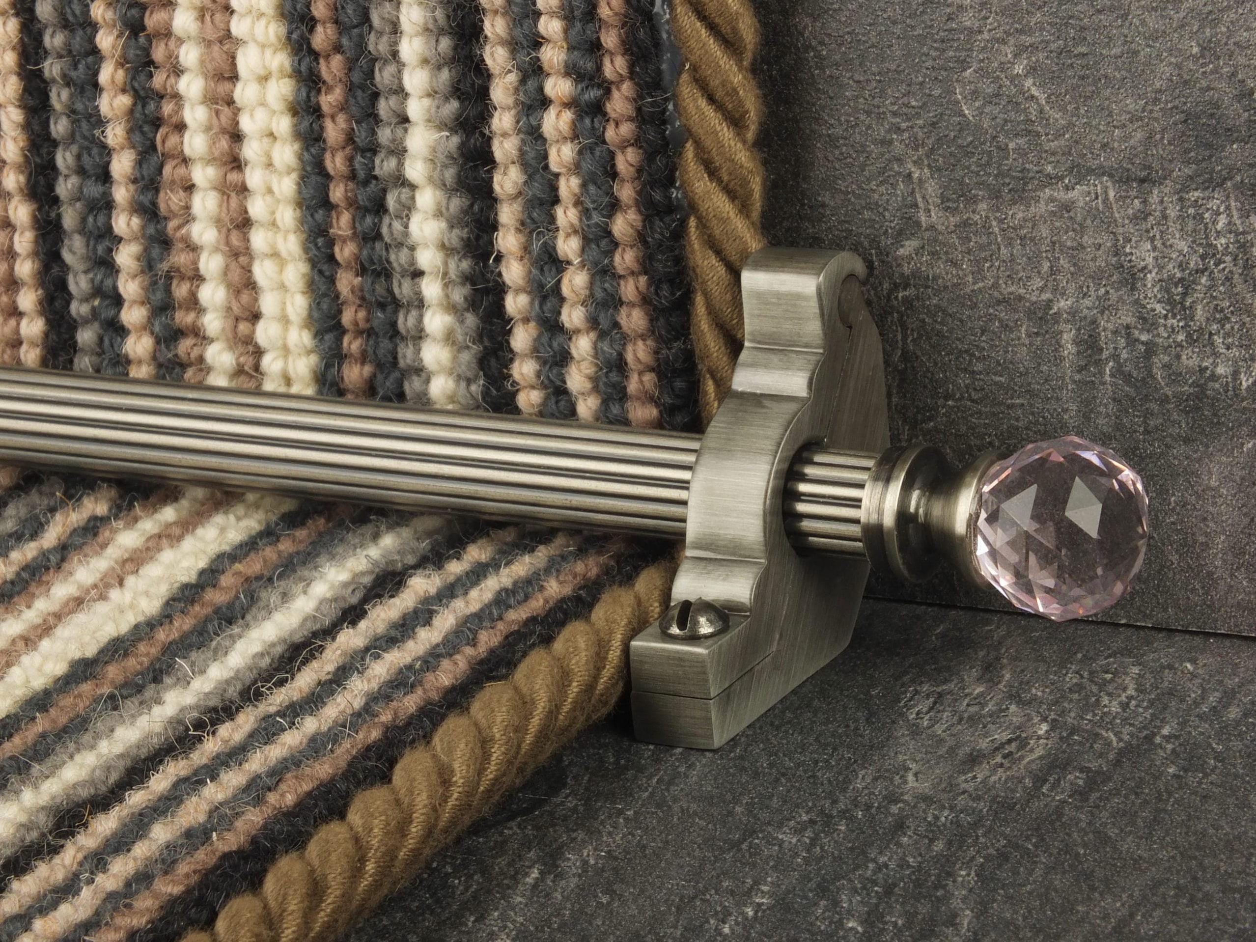 Crystal Rose Stair Rods in Pewter | Soft Metallic Look