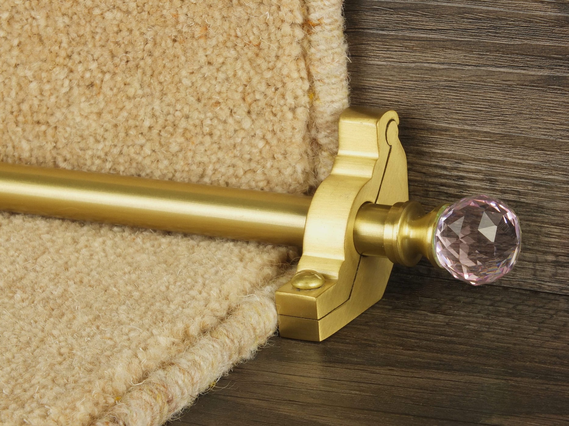 Rose Stair Rods in Satin Brass | Premium Staircase Decoration