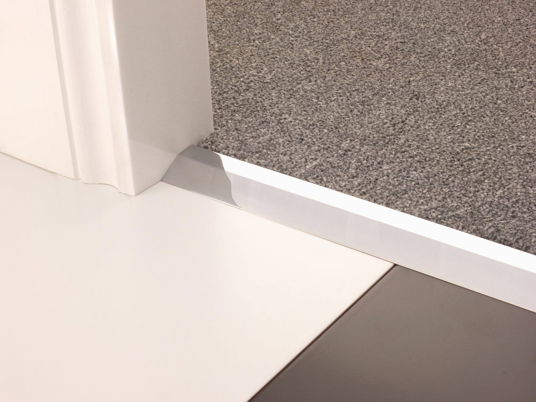 Premier Compression Ramp in Brushed Chrome | Door Threshold & Floor Trim