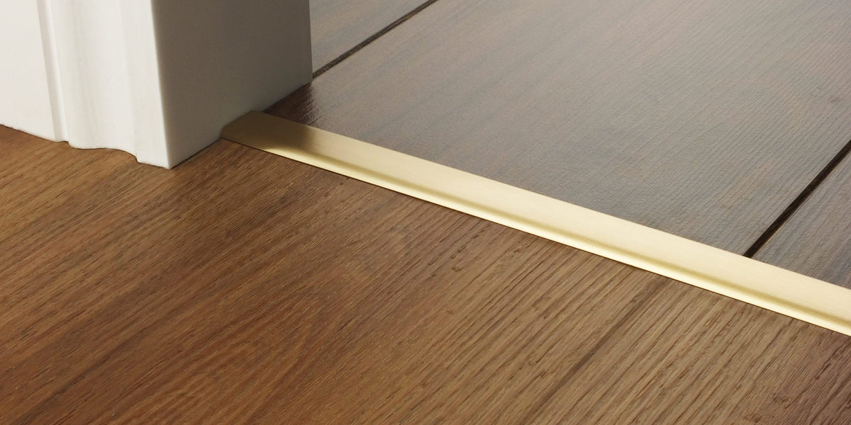 Brass Threshold Riser Premier Euro Floating Threshold - Satin Brass | Stair Rods Direct