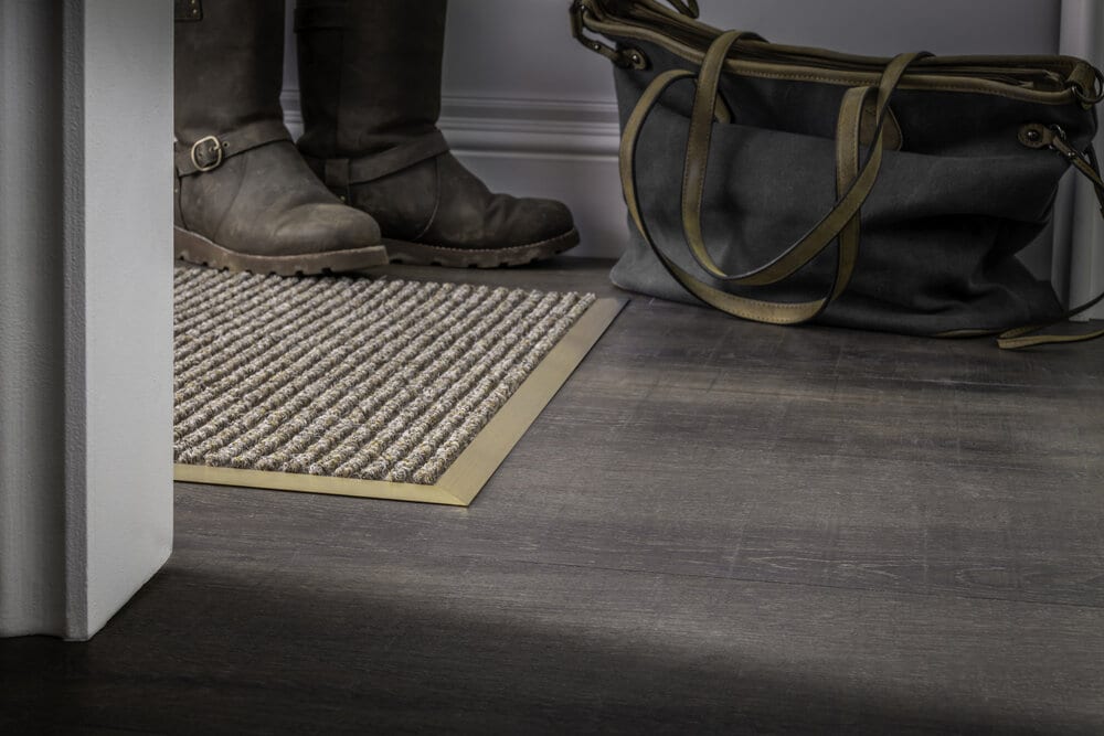 Premier Floating Matwell in Satin Brass | Entryway Door Mat Frame